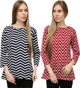 Myshka Casual 3/4th Sleeve Printed Women's Multicolor Top