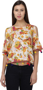 Naisha Casual Shoulder Strap Floral Print Women Multicolor Top