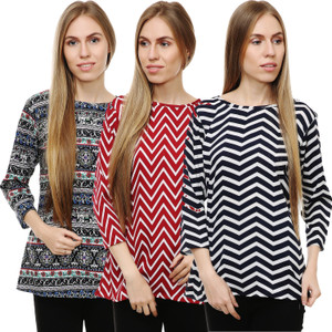 Myshka Casual 3/4th Sleeve Printed Women's Multicolor Top