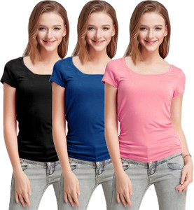 Fashion Line Casual Short Sleeve Solid Women's Multicolor Top