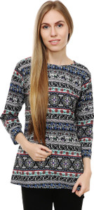 Myshka Casual 3/4th Sleeve Printed Women's Multicolor Top