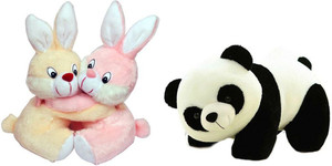 Tabby Toys Couple Bunny 30 cm and Panda Stuff Toy - 30 cm