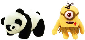Tabby Toys Panda 25 cm And Crazy Minion Stuff Toy - 25 cm