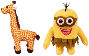 Tabby Toys Giraffe 30 cm And Crazy Minion Stuff Toy - 25 cm