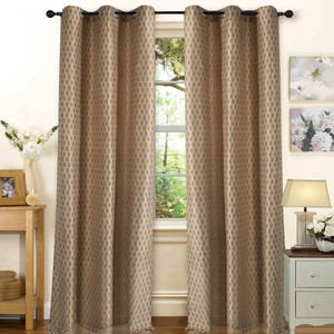 Deco Essential Polyester Dark Brown Beige Plain Eyelet Window