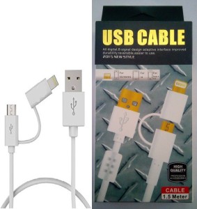 Digital 2 in 1 Android and Apple Multifunction Micro USB / Lightning Data Cable (White) Sync & Charge Cable