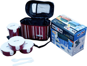 Nayasa high quality toasty (big,maroon) 3 Containers Lunch Box