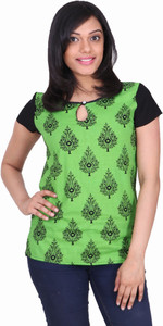 Indiwagon Casual Cap Sleeve Printed Women's Multicolor Top