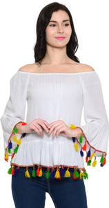 Zastraa Casual Full Sleeve Solid Women's White Top
