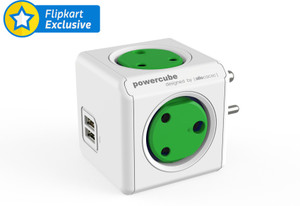 friendskart Powercube 2 USB Port With 4 Socket (Green) Mobile Charger