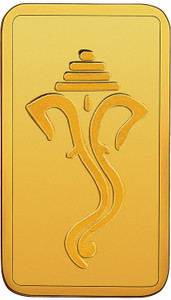 RSBL BIS Hallmarked Ganesh Head Design Precious 24 (999) K 10 g Yellow Gold Bar