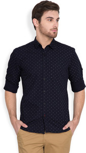 Highlander Men's Printed Casual Black Shirt