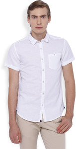 Locomotive Men's Solid Casual White Shirt