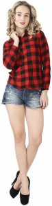 BuyNewTrend Women's Checkered Casual Red, Black Shirt