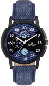 OKASTA OK1035 High Quality Well lookingBlue Theme Denim Style CHRONOGRAPH Analog Watch - For Men