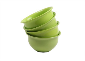 Richcraft Microsafe Ruffles 4 Pieces Bow (Green) Microfibre Bowl Set