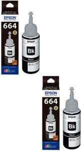 Epson Ink T6641 Black Ink Pack of 2 For L100/L110/L200/L210/L300/L350/L355/L550 Single Color Ink