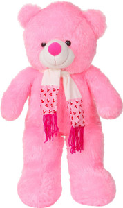 ToynJoy 3 Feet Ravishing Pink Teddy bear Stuffed Toy With Muffler - 85 cm