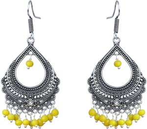 Waama Jewels Elegant Pair Of Yellow Color Pearl Gold Plated Jhumka Dangle & Drop For Party wear Christmas Gift New Year Gift Pearl Brass Drop Earring