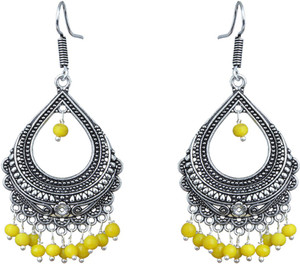 Waama Jewels Elegant Pair Of Yellow Color Pearl Gold Plated Jhumka Dangle & Drop For Party wear Christmas Gift New Year Gift Pearl Brass Drop Earring