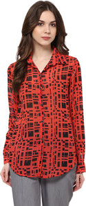 Mayra Women's Printed Casual Red, Black Shirt