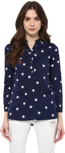 Mayra Women's Printed Casual Blue, White Shirt