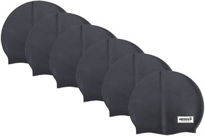 DeNovo DeNovo (Set of 6) Ecnomical Set of Silicone Swimming Caps (Black) Swimming Cap