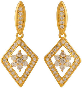 Voylla Artificial Classic Embellished Cubic Zirconia Brass Dangle Earring