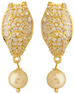 Voylla Artificial Classic Embellished Cubic Zirconia Brass Dangle Earring