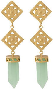 Voylla Artificial Classic Plain Crystal Brass Dangle Earring