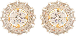 Voylla Artificial Classic Embellished Crystal Brass Stud Earring