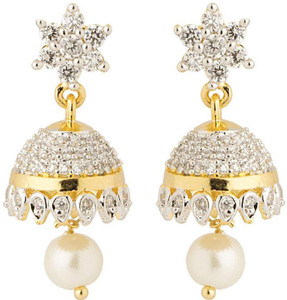 Voylla Artificial Classic Embellished Cubic Zirconia Brass Jhumki Earring