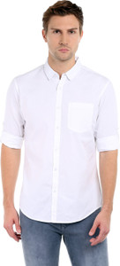Dennis Lingo Men's Solid Casual White Shirt