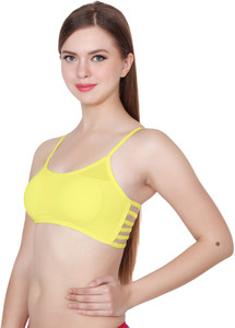 Apraa Women's, Girl's Bralette, Sports, Balconette, Full Coverage Yellow Bra