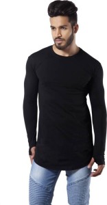 uzee Solid Men's Round Neck Black T-Shirt