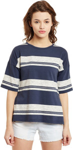 Primo Knot Casual Short Sleeve Printed Women's Blue, White Top