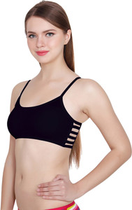Apraa Women's, Girl's Bralette, Sports, Balconette, Full Coverage Black Bra