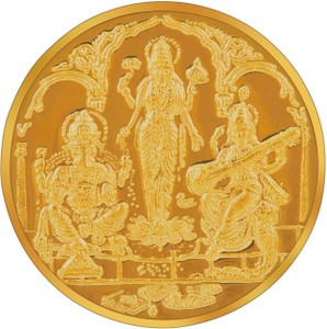 RSBL BIS Hallmarked Lakshmi ,Ganesh & Saraswati Precious 24 (995) K 5 g Yellow Gold Coin
