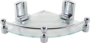 Royal Indian Craft Long Hard Brackets White Pattern Printed 8 by 8 inch Glass Wall Shelf