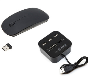 BB4 USB COMBO HUB PORT CARD READER WITH 2.4GHZ ULTRA SLIM WIRELESS OPTICAL Wireless Optical Mouse