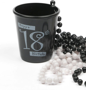 Funcart Happy 18 Birthday shot glass necklace-BLACK Plastic Mug