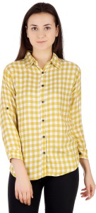 Pinch Style Women's Checkered Casual Yellow Shirt