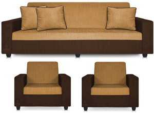 Comfy Sofa Classy Fabric 3 + 1 + 1 Brown Cream Sofa Set