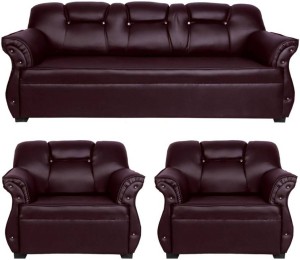Comfy Sofa Classy Leatherette 3 + 1 + 1 Brown Sofa Set