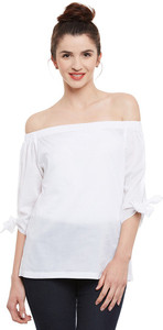 Miss Chase Casual 3/4th Sleeve Solid Women's White Top