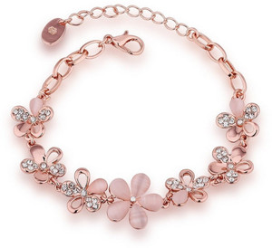 Jewels Galaxy Alloy Cubic Zirconia Rose Gold Charm Bracelet