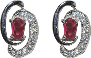 Kataria Jewellers Designer Red Stones 92.5 BIS Hallmarked Silver Stud Earring
