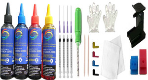 Gocolor The Complete Refill kit for Canon Printer ( 100 ml X 4 Color Bottle & Complete Accessories ) Multi Color Ink