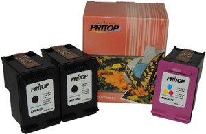 Pritop 803 (2 Black & 1 Color) Ink Cartridge for HP Deskjet 1112 Printer,2131 All-in-One Printer,2132 All-In-One Printer Single Color Ink