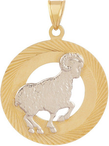 TBZ TheOriginal Aries Horoscope 14kt Yellow Gold Pendant